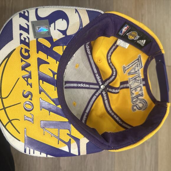 RARE Deluxe adidas™ Los Angeles Lakers Hat 2015 BasketBall Adjustable Snapback - Picture 8 of 11